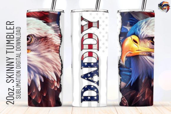 4th July DADDY Eagle US Flag Tumbler PNG Graphics