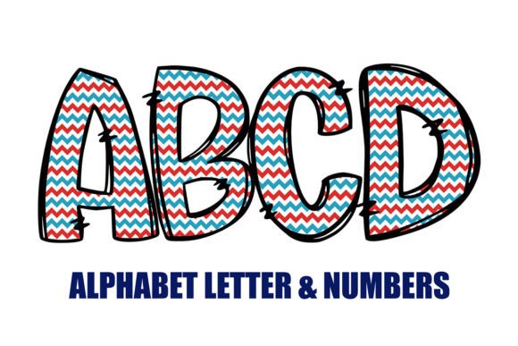 American Flag Doodle Alphabet Letter: Graphics for Crafts
