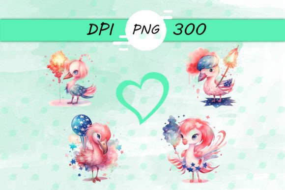 American Flag with Flamingo PNG: Graphics for Crafts & Local Branding