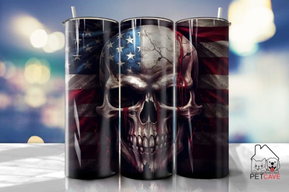American Skull Flag Tumbler 4 Graphics for Crafts