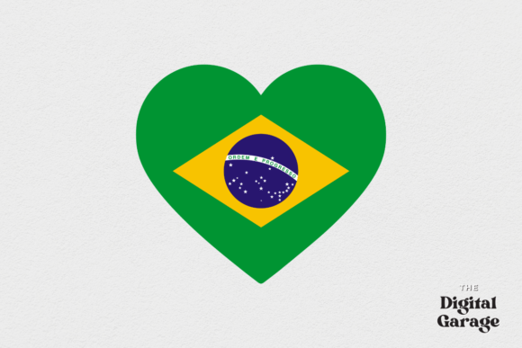 Brazil Heart Flag Graphics for Crafts & Branding