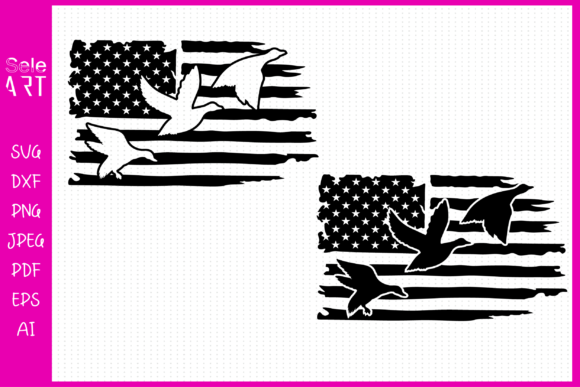Duck Hunting, American Flag Graphics for Crafts