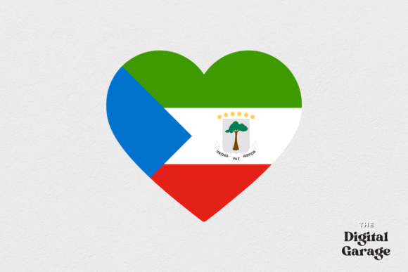 Equatorial Guinea Heart Flag Graphics for Crafts