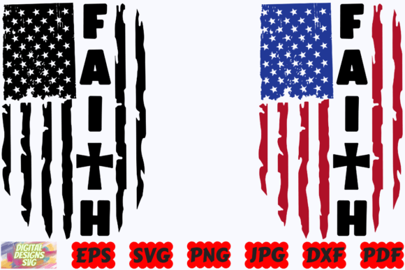 Faith SVG USA Flag Christian Graphics for Crafts
