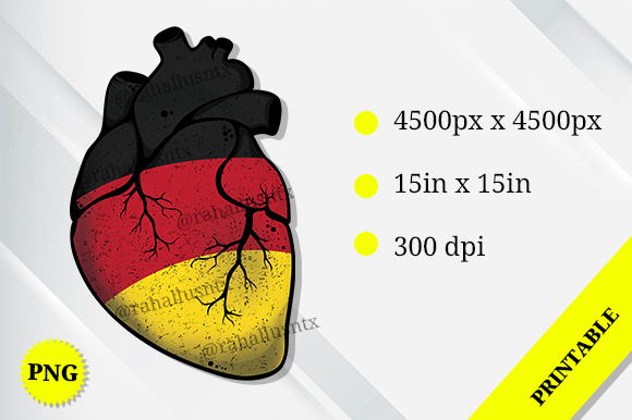 Germany Heart Flag: Watercolor Graphics for Crafts