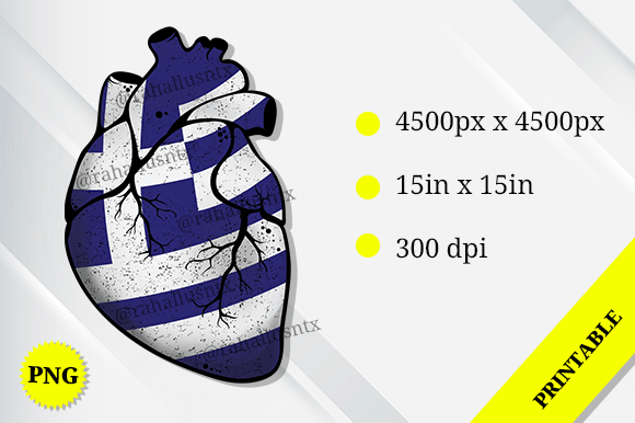 Greece Heart Flag: Watercolor Graphics for Crafts & Local Branding
