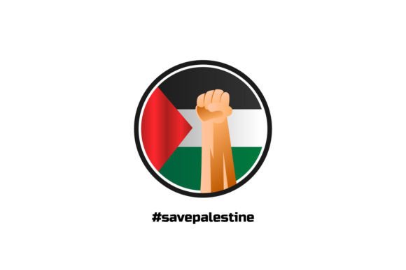 Hand Holding with Palestine Flag Vector: Graphics for Crafts & Content