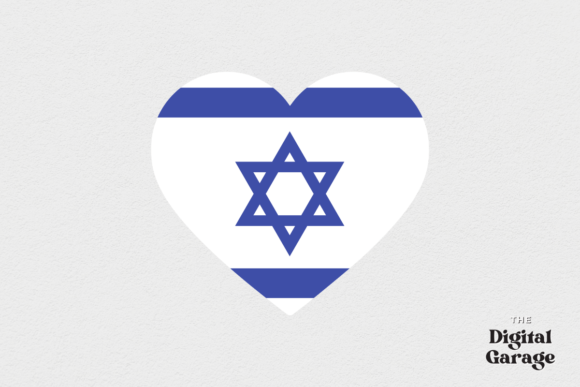 Israel Heart Flag Graphics for Crafts & Local Branding