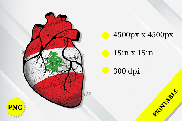 Lebanon Heart Flag: Graphics for Crafts & Content