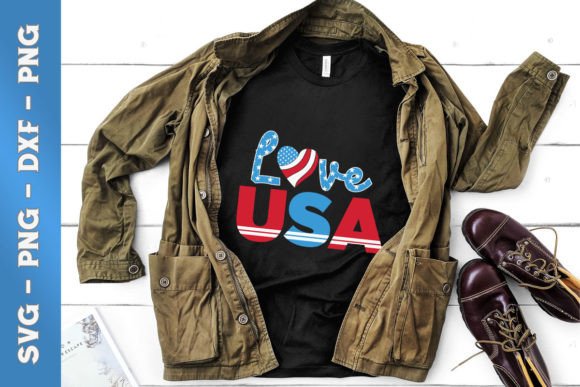 LOVE USA 4th of July American Flag: Graphics for Crafts & Local Branding