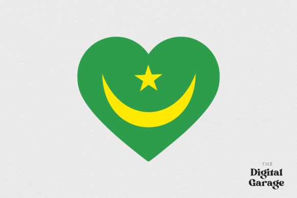 Mauritania Heart Flag Graphics for Crafts