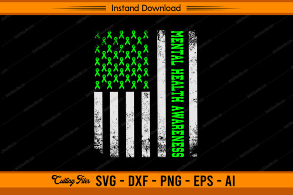 Mental Health Awareness with US Flag Graphics