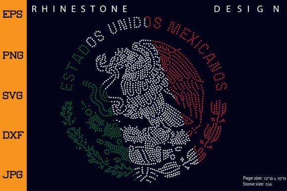 Mexican Flag Symbol Rhinestone Design for Crafts & Graphics