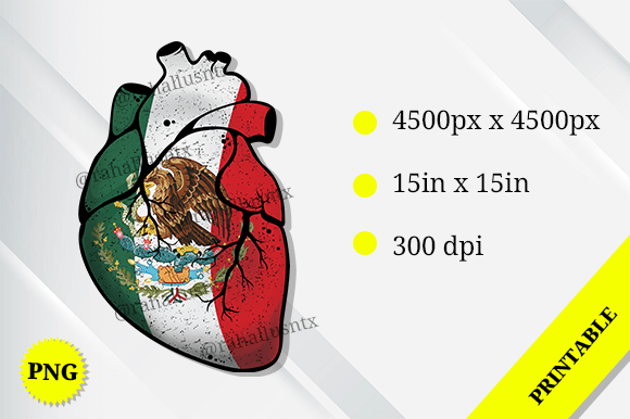 Mexico Heart Flag Graphics for Crafts