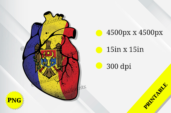 Moldova Heart Flag: Graphics for Crafts & Local Branding