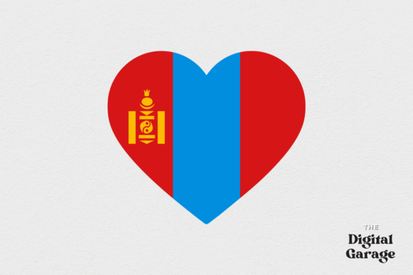 Mongolia Heart Flag Graphics for Crafts