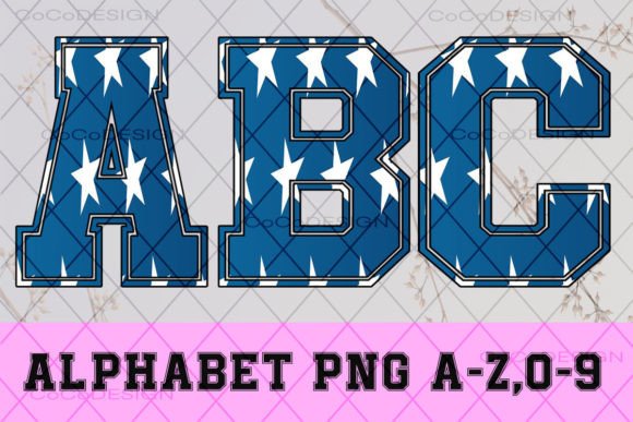 Patriotic American Flag Alphabet Font: Graphics for Crafts & Branding