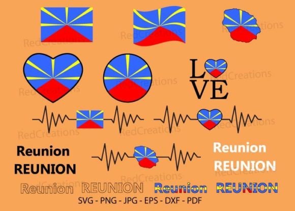 Reunion Flag Bundle SVG Graphics for Crafts