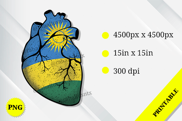 Rwanda Heart Flag Graphics for Crafts