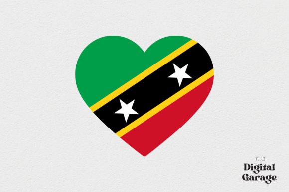 Saint Kitts Heart Flag Graphics for Crafts
