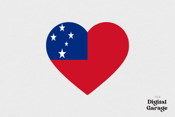 Samoa Heart Flag Graphics for Crafts