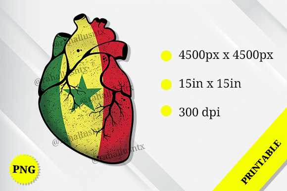 Senegal Heart Flag Graphics for Crafts