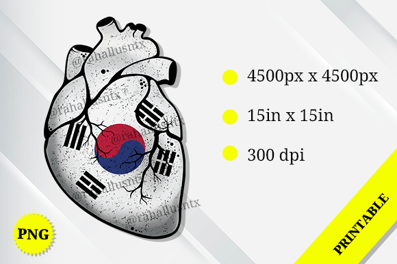 South Korea Heart Flag: Graphics for Crafts & Content