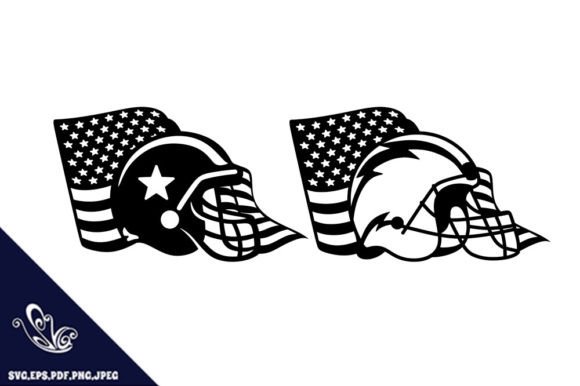 Super Bowl Helmet USA Flag Graphics for Crafts