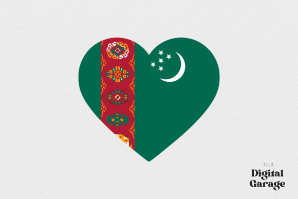 Turkmenistan Heart Flag: Graphics for Crafts