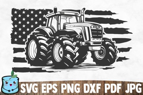 Usa Flag Tractor Graphics for Crafts