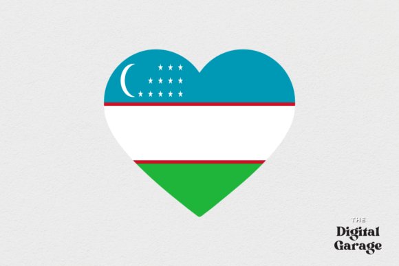 Uzbekistan Heart Flag: Graphics for Crafts & Local Branding